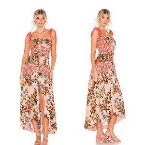 Free People Lover Boy Floral Midi Dress in Pink, Red and Orange